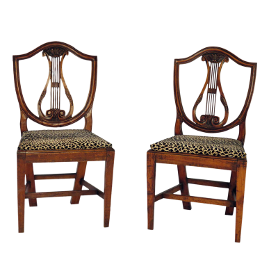Circa 1800s Italian Neoclassical Side Chairs A Pair
