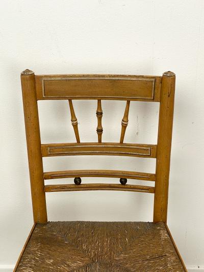 Circa 1810 English Regency Rush Seat Painted Chair