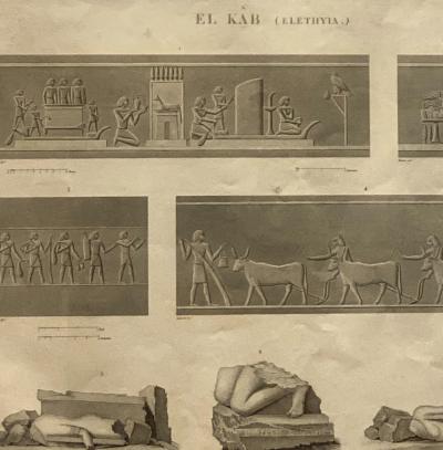 Circa 1810 Engraving of Ancient Egyptian Art Artifacts France
