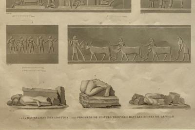 Circa 1810 Engraving of Ancient Egyptian Art Artifacts France