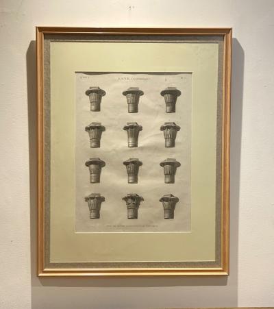 Circa 1810 Engraving of Ancient Egyptian Column Capitals France