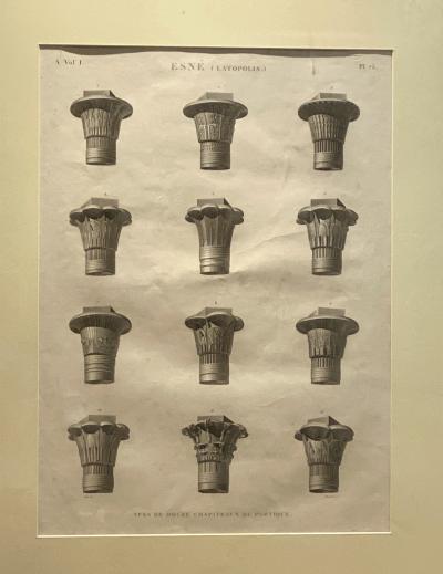 Circa 1810 Engraving of Ancient Egyptian Column Capitals France