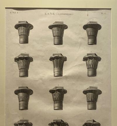 Circa 1810 Engraving of Ancient Egyptian Column Capitals France