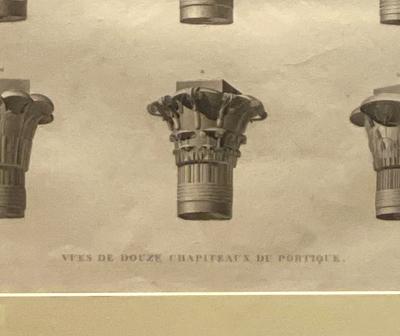 Circa 1810 Engraving of Ancient Egyptian Column Capitals France