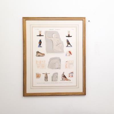 Circa 1810 Hand Colored Engraving of Artifacts from Thebes