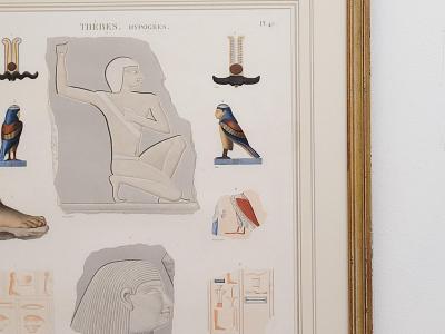 Circa 1810 Hand Colored Engraving of Artifacts from Thebes