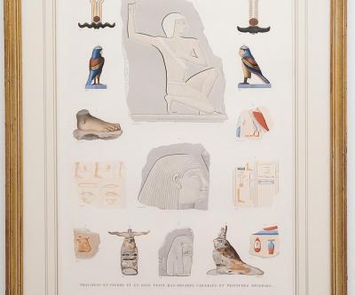 Circa 1810 Hand Colored Engraving of Artifacts from Thebes