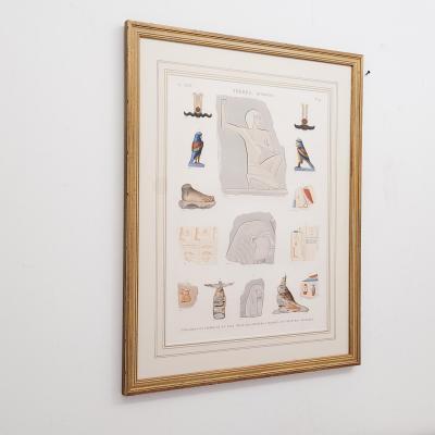 Circa 1810 Hand Colored Engraving of Artifacts from Thebes