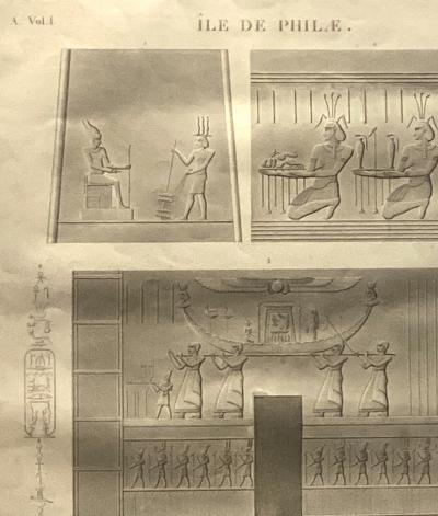 Circa 1810 Large Engraving of an Egyptian Monument France