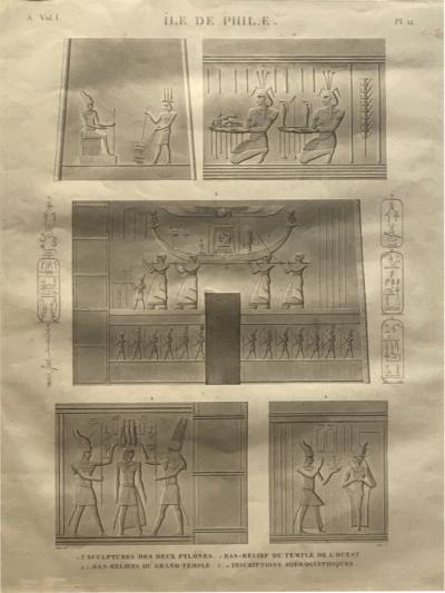 Circa 1810 Large Engraving of an Egyptian Monument France