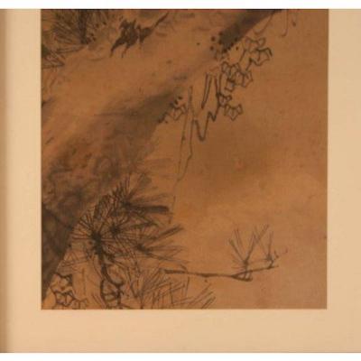 Circa 1820 Edo Period Japanese Ink on Paper Painting