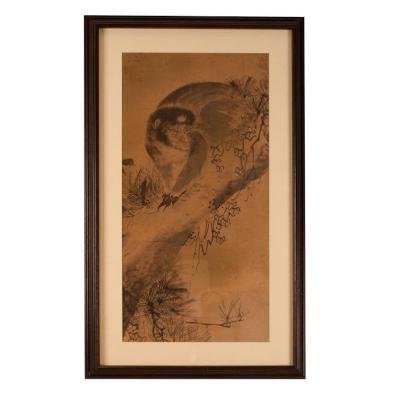 Circa 1820 Edo Period Japanese Ink on Paper Painting