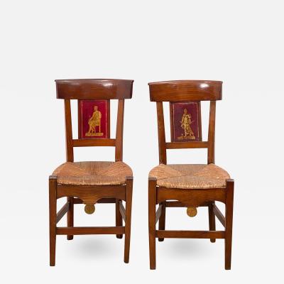 Circa 1820 Tole Panel Chairs A Pair