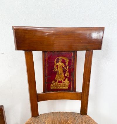 Circa 1820 Tole Panel Chairs A Pair