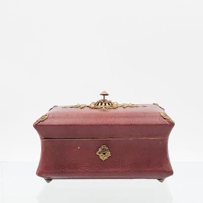Circa 1830 Leather and Gilt Tea Caddy England