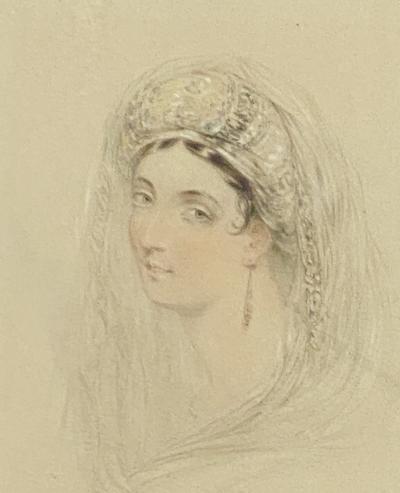 Circa 1830 Woman In Turban Drawing