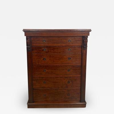Circa 1840 English Traditional Wellington Secretary Chest of Drawers