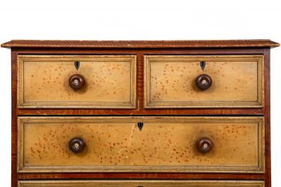 Circa 1850s English Grain Painted Antique Chest of Drawers Dresser