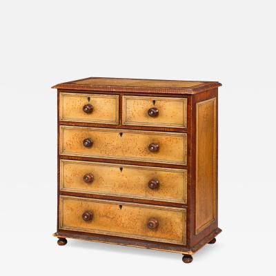 Circa 1850s English Grain Painted Antique Chest of Drawers Dresser