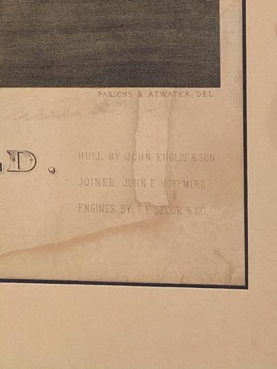 Circa 1877 Currier Ives Lithograph of the Steam Ship Drew American