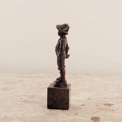 Circa 1880 Bronze of a Young Boy on Marble Base France