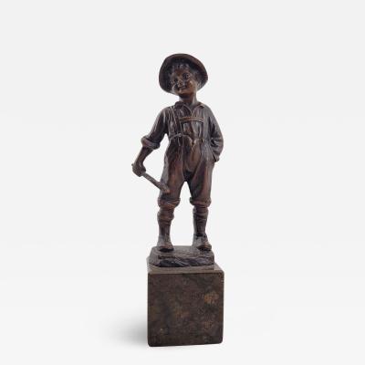 Circa 1880 Bronze of a Young Boy on Marble Base France
