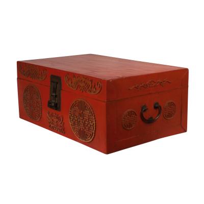 Circa 1880 Chinese Export Red Leather Trunk