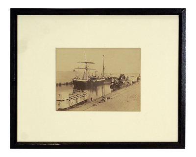 Circa 1880 Port of Suez Photograph of a Boat in Harbour
