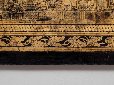 Circa 18th 19th Century Southeast Asian Large Gilt Lacquer Panel