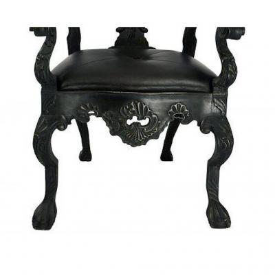 Circa 1900 Baroque Revival Green Armchairs Portugal A Pair