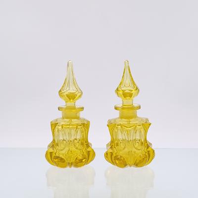 Circa 1900 French Yellow Glass Perfume Bottles A Pair