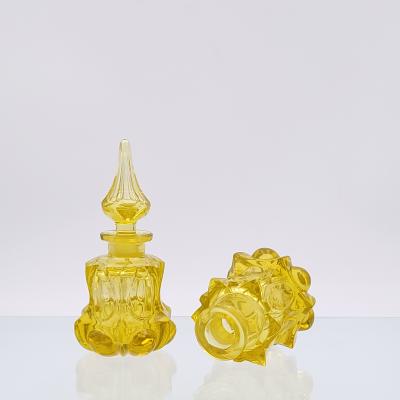 Circa 1900 French Yellow Glass Perfume Bottles A Pair