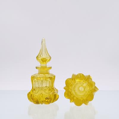 Circa 1900 French Yellow Glass Perfume Bottles A Pair