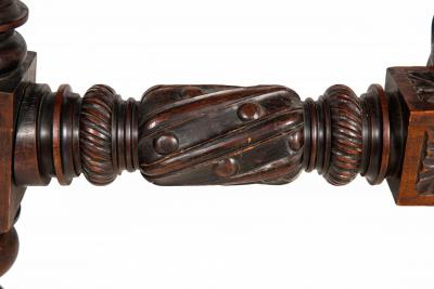 Circa 1900 Gothic Revival Antique Carved Walnut Library Table