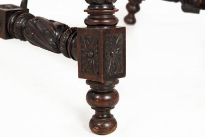 Circa 1900 Gothic Revival Antique Carved Walnut Library Table