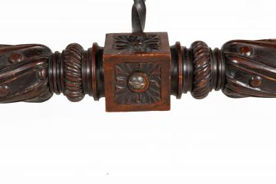 Circa 1900 Gothic Revival Antique Carved Walnut Library Table