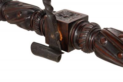 Circa 1900 Gothic Revival Antique Carved Walnut Library Table