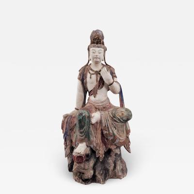 Circa 1900 Moon Goddess in Wood and Polychrome