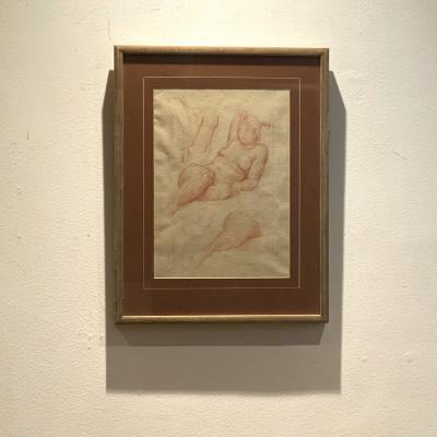 Circa 1900 Signed Artist Sketch of a Reclining Woman American