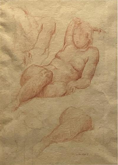 Circa 1900 Signed Artist Sketch of a Reclining Woman American