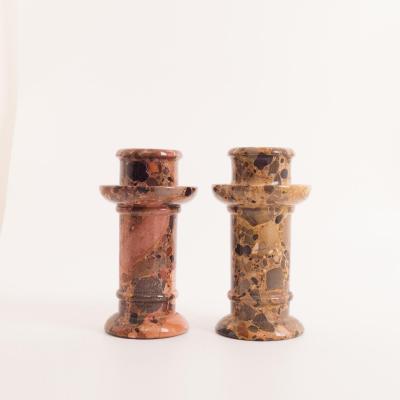 Circa 1900 Two Similar Jasper Candlesticks France