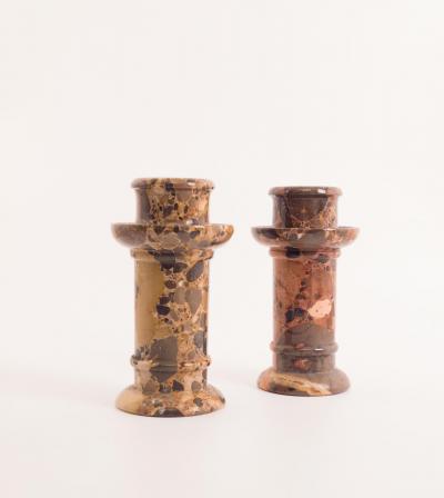 Circa 1900 Two Similar Jasper Candlesticks France