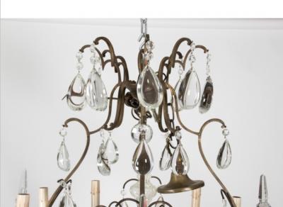 Circa 1900 crystal eight light chandelier