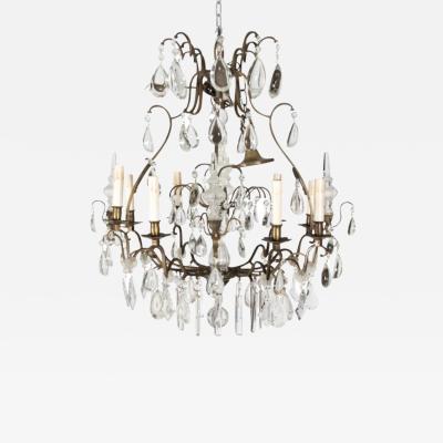 Circa 1900 crystal eight light chandelier