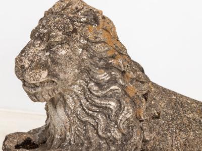 Circa 1920 English Pair of Large Recumbent Concrete Lions