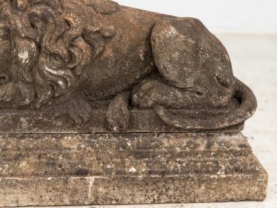 Circa 1920 English Pair of Large Recumbent Concrete Lions