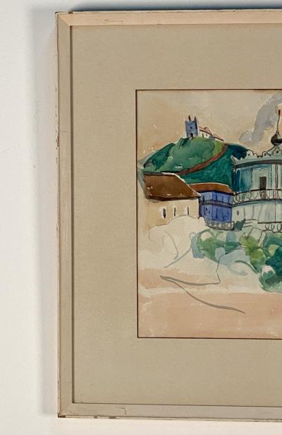 Circa 1920s Southwestern Watercolor by Gene Frances McComas probably Santa Fe