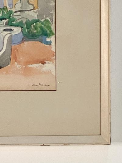 Circa 1920s Southwestern Watercolor by Gene Frances McComas probably Santa Fe