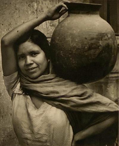 Circa 1930 Photograph of a Girl with Water Jar