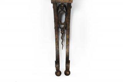 Circa 1930s Art Deco Wrought Iron Marble Console Pier Table